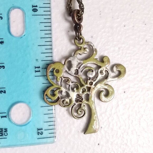 Tree of Life! Patina Painted Bronze Necklace & Earrings Set | Mossy Oak Colors - Picture 9 of 11